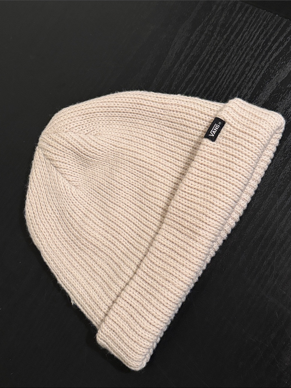 Vans Cream Ribbed Knit Beanie